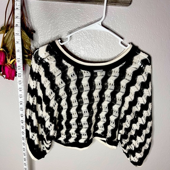 Charlotte Russe Tops - Charlottes Russe | Women's Crop Top: black|white zigzag crochet knit top, small